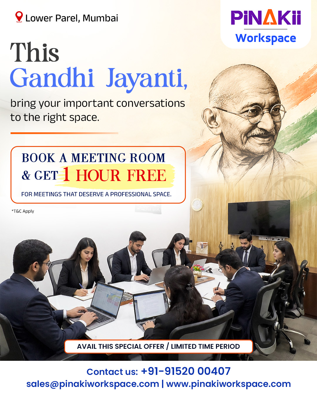 Pinakii workspace Gandhi Jayanti Offer